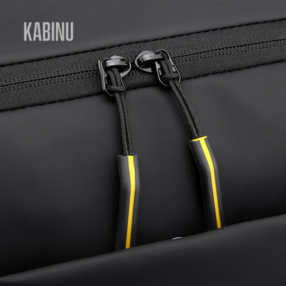 Kabinu new casual backpack men's leather film waterproof business work computer bag middle school student travel backpack 