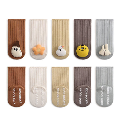 23 autumn new baby socks cartoon doll baby socks double needle non-slip floor socks newborn medium tube cotton socks 