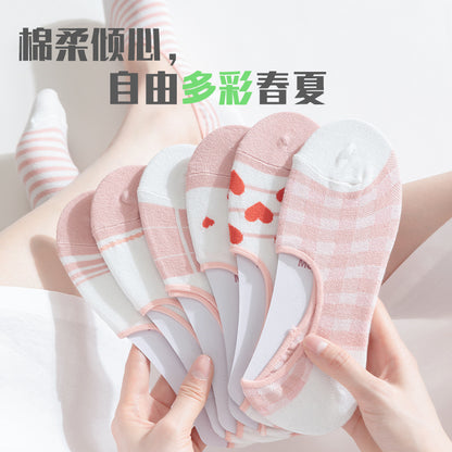 Invisible socks women's non-slip and shallow mouth spring and summer thin cotton Japanese summer women's socks boat socks women 