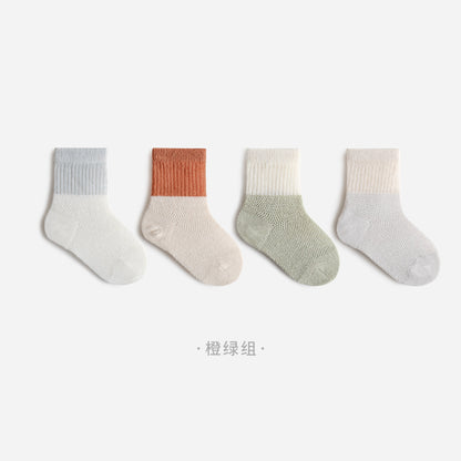 Summer mesh thin newborn baby socks boneless loose baby socks pure cotton a type boys and girls middle tube 