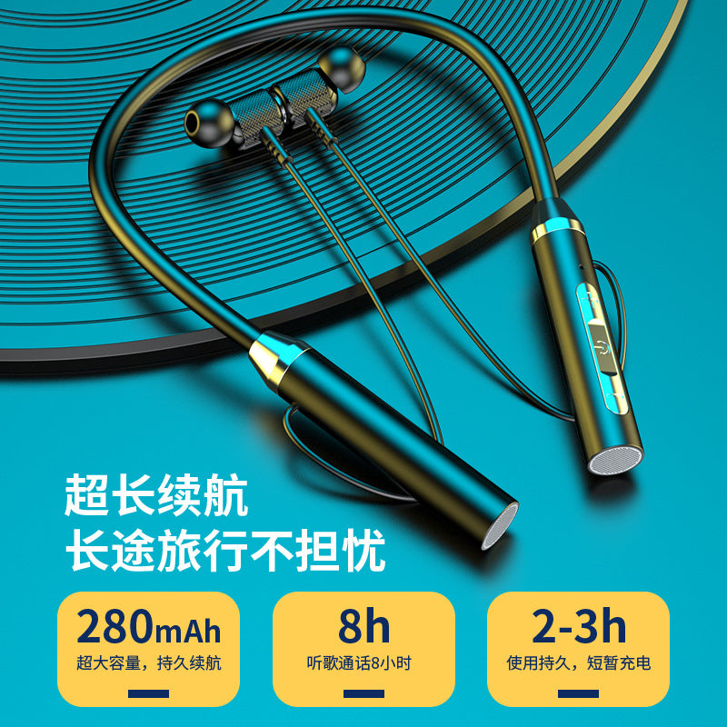 New Bluetooth Wireless Headphones Hanging Neck Sports Binaural In-Ear Neck Hanging Ultra-long Standby Battery Manufactor Wholesale 