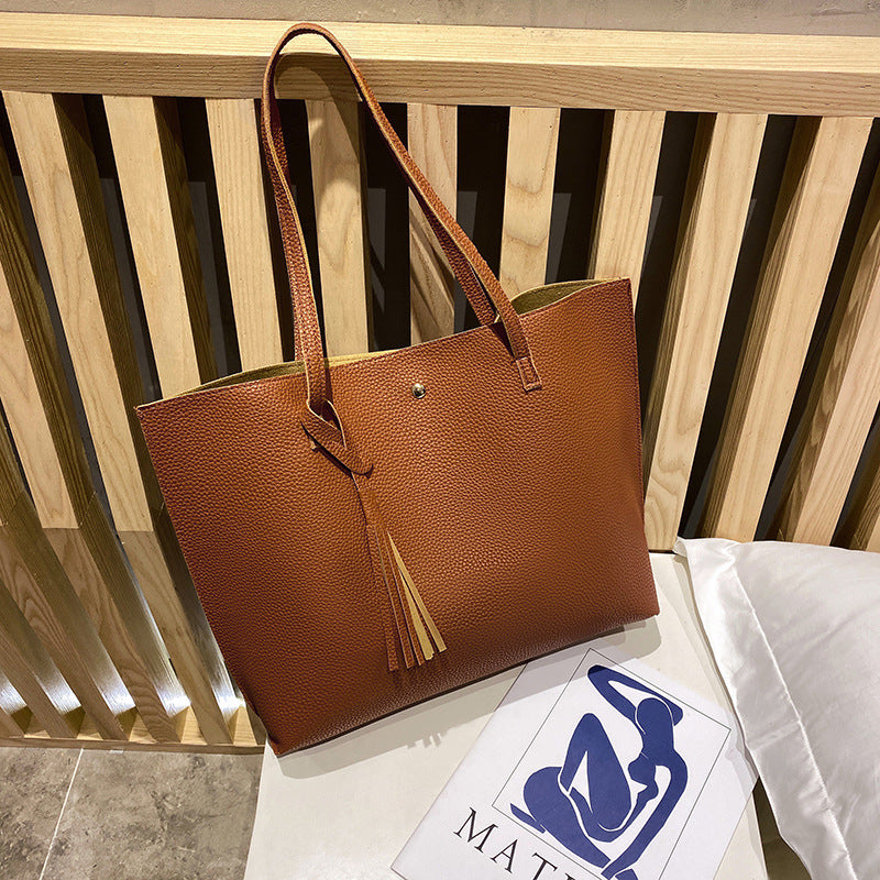 2023 Spring and Summer New Large Capacity Simple Tote Bag Large Bag Women's Fresh Fashion Shoulder Bag Shopping Bag Commuter Bag 