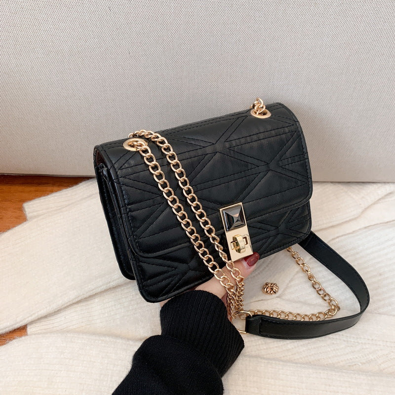 Foreign trade popular texture women's bag 2021 new trend one shoulder Messenger small square bag chain fashion rhombic underarm bag 