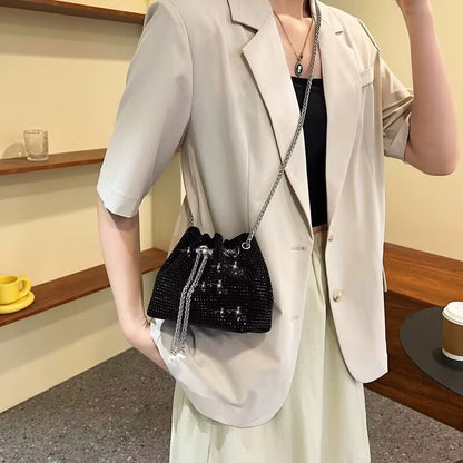 Summer small bag women 2023 new trendy diamond bag chain full of diamond bucket bag niche fashion trend Messenger bag 