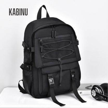 Kabinu new student school bag solid color trendy and cool drawstring backpack waterproof water-repellent backpack commuter computer bag bag 