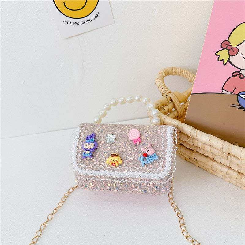 New Pearl Handbag Fashion Chain Crossbody Bag Cute Girly Small Fragrance Style Shoulder Bag Coin Small Square Bag 