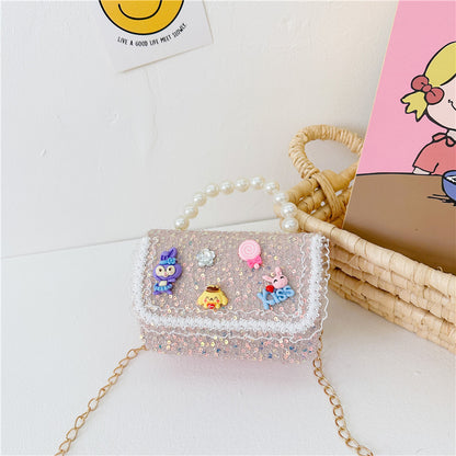 New Pearl Handbag Fashion Chain Crossbody Bag Cute Girly Small Fragrance Style Shoulder Bag Coin Small Square Bag 