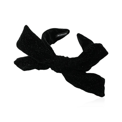 High-top black velvet double-layer large bow headband Korean style high-end head buckle Internet celebrity headband hair hole 