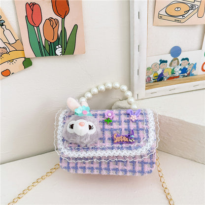 New Style Princess Pearl Portable Coin Purse Fashion Chain Children's Shoulder Bag Cartoon Cute Coin Bag 