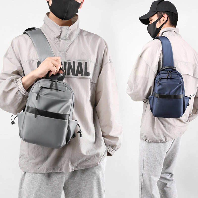 Trendy Men's Messenger Bag Large Capacity Sports Chest Bag Anti-Splash Chest Bag Outdoor Shoulder Bag Small Backpack 