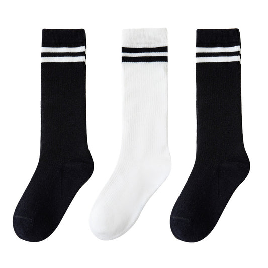 Spring and summer black and white student socks boys and girls college style children's socks stockings mesh socks thin cotton socks 