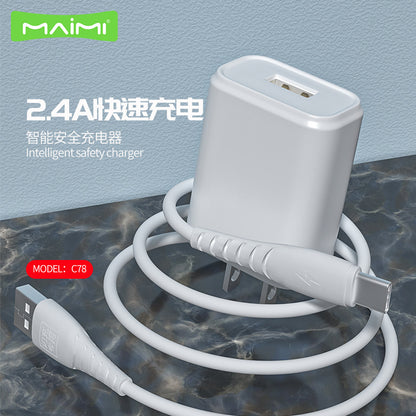 Maimi C78 အမြန်အားသွင်းခြင်း 2.4A အားသွင်းကိရိယာ မိုဘိုင်းလ်ဖုန်း တက်ဘလက် universal USB စမတ်ဒေတာကြိုး မီနီ 5V အားသွင်းခေါင်း