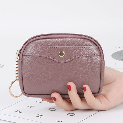 Korean style women's coin purse shell small wallet simple card holder soft leather key bag mini handbag zipper coin bag 