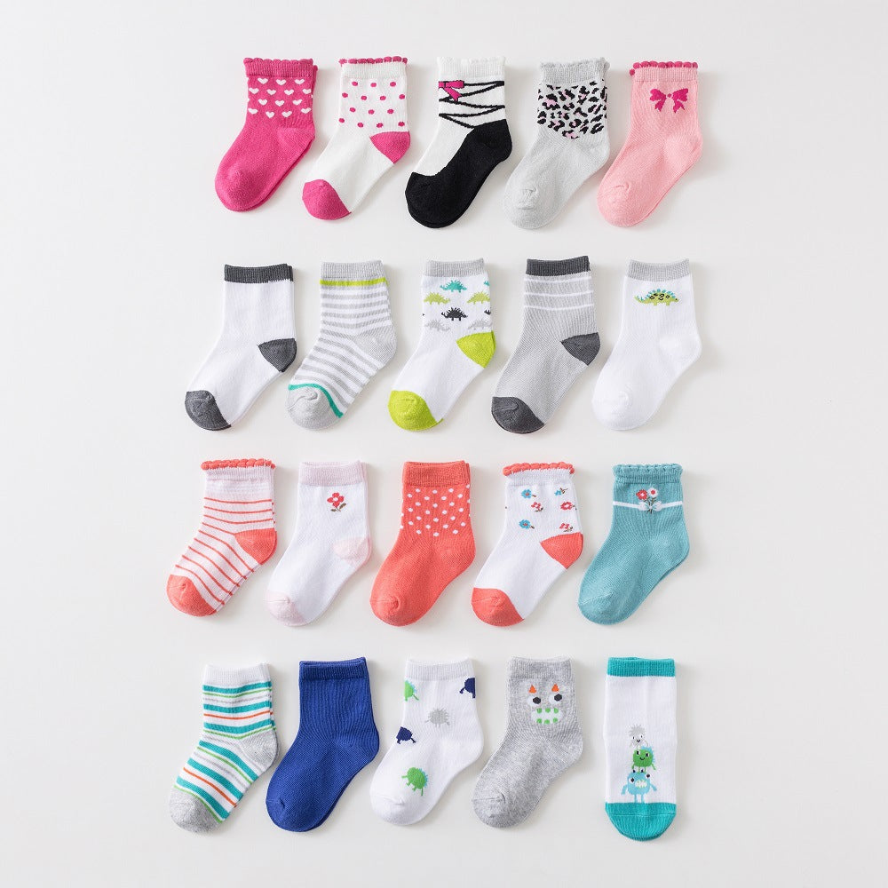 2023 Spring, Autumn and Winter New Product Cotton Floral Floral Cartoon Girls' Boys' Children's Socks Children's Socks Ready Stock Category A 