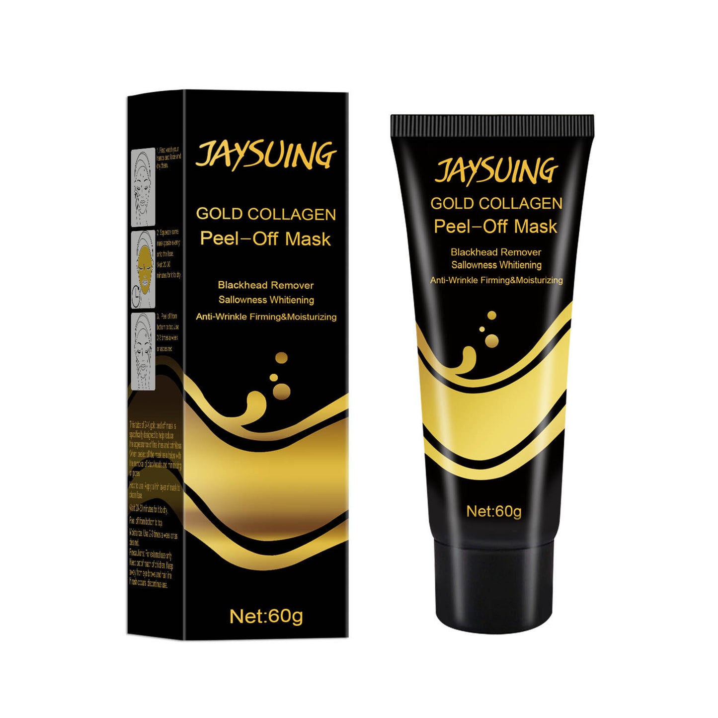 Jaysuing Gold Peel Off Mask Cream သည် အမည်းစက်များကို ဖယ်ရှားပေးခြင်း၊ ရေဓာတ်ဖြည့်တင်းခြင်း၊ အဆီပြန်ခြင်းကို ထိန်းချုပ်ပေးခြင်း၊ ချွေးပေါက်များကို ကျုံ့စေခြင်း၊ Mask လိမ်းပေးခြင်း 