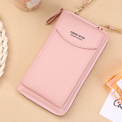 2022 New Mobile Phone Bag Korean Style Fashion Large Capacity Double Wall Wallet Multi-Function Ladies Messenger Bag 