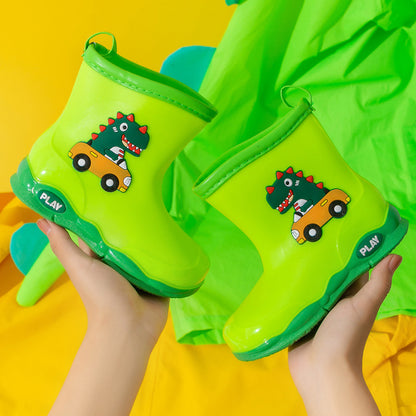 2022 new children's rain boots baby rain boots cute cartoon water shoes outdoor waterproof non-slip dinosaur boys and girls shoes 