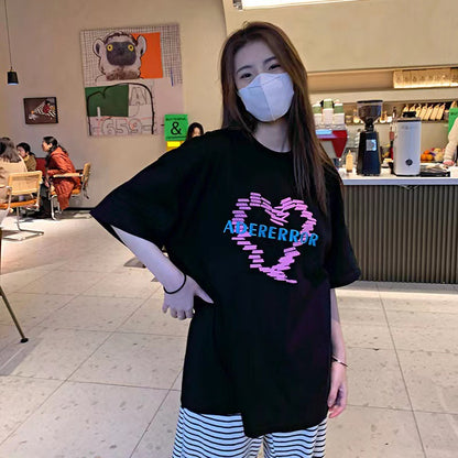 2023 ADER spring and summer new letter love embroidery loose round neck couple T-shirt niche trend short sleeves 