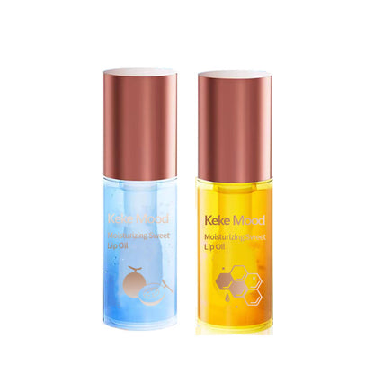 kekemood Sweet Moisturizing Lip Oil Watery Transparent Moisturizing Anti-Drying Honey Peach Flavored Glass Lip Gloss 