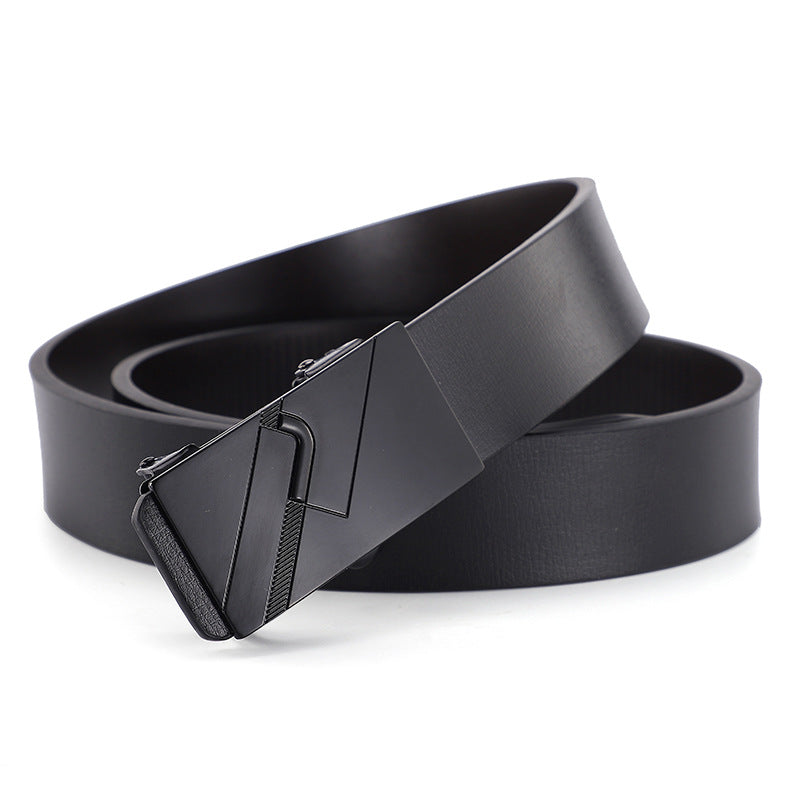 Factory direct sales toothless automatic buckle belt men's leather laser LOGO business leisure belt men's wholesale distribution 