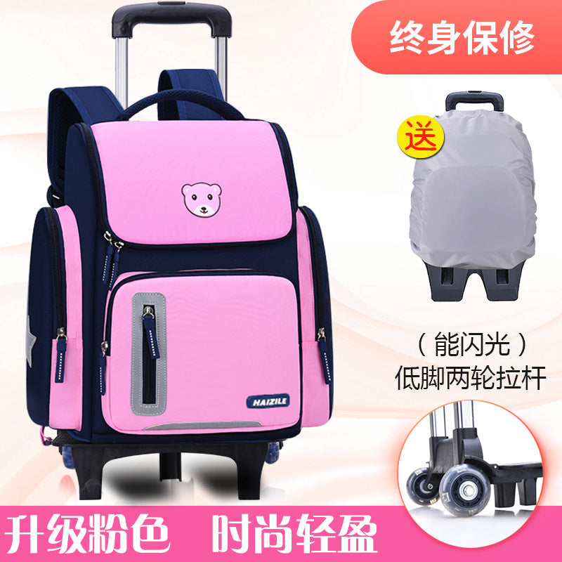 Primary school students trolley space school bag 1-3-6 years boys and girls unicorn detachable six-wheeled climbing bag with wheels 