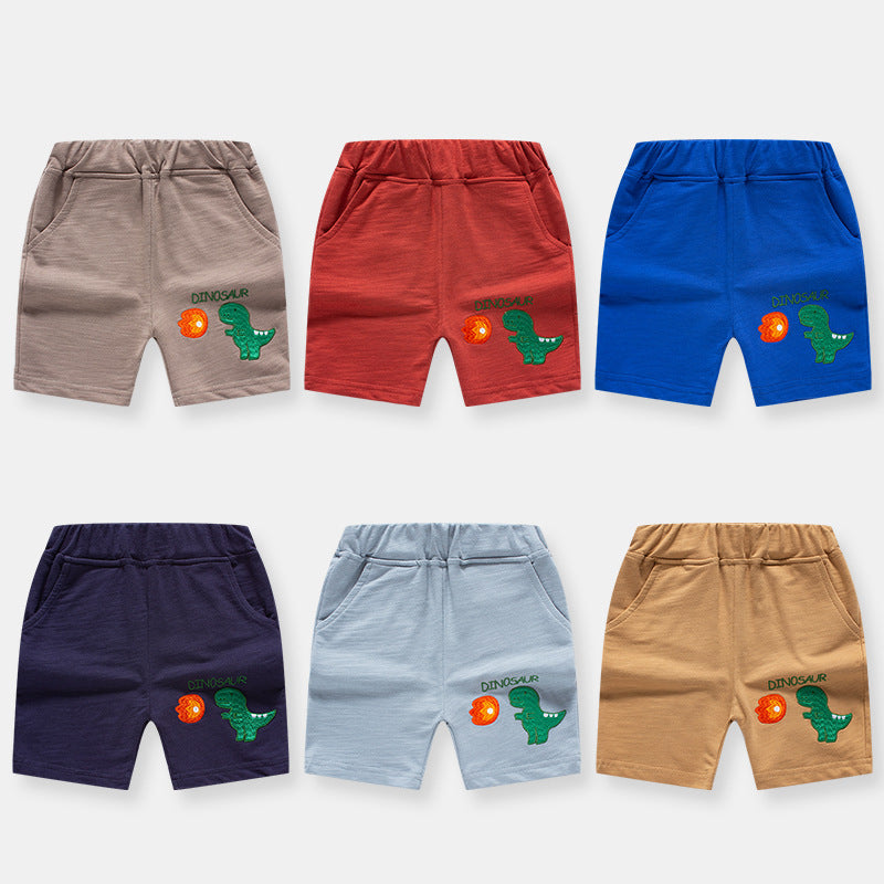 New Korean Style Summer Children's Shorts Cartoon Dinosaur Rusty Pants Boys' Fifth Fifth Pants One Piece ကလေးအဝတ်အထည် လက်ကား 