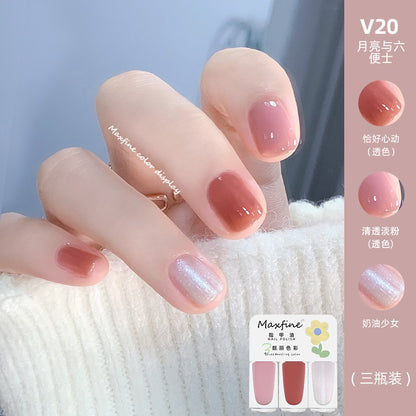 2024 new three-color nail polish no-bake quick-drying set long-lasting tearable water-based whitening nail polish spot wholesale 