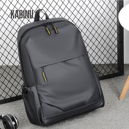 Kabinu casual backpack outdoor travel bag solid color leather film computer bag middle school student school bag business backpack trend 