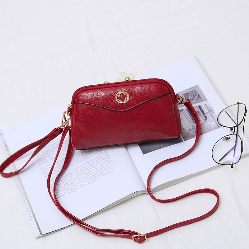 New Ladies Small Bag Korean Mini Messenger Bag Simple Fashion Clutch Shoulder Bag Litchi Pattern Shell Female Bag 