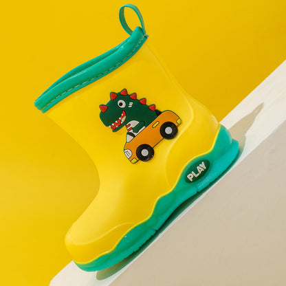 2022 new children's rain boots baby rain boots cute cartoon water shoes outdoor waterproof non-slip dinosaur boys and girls shoes 