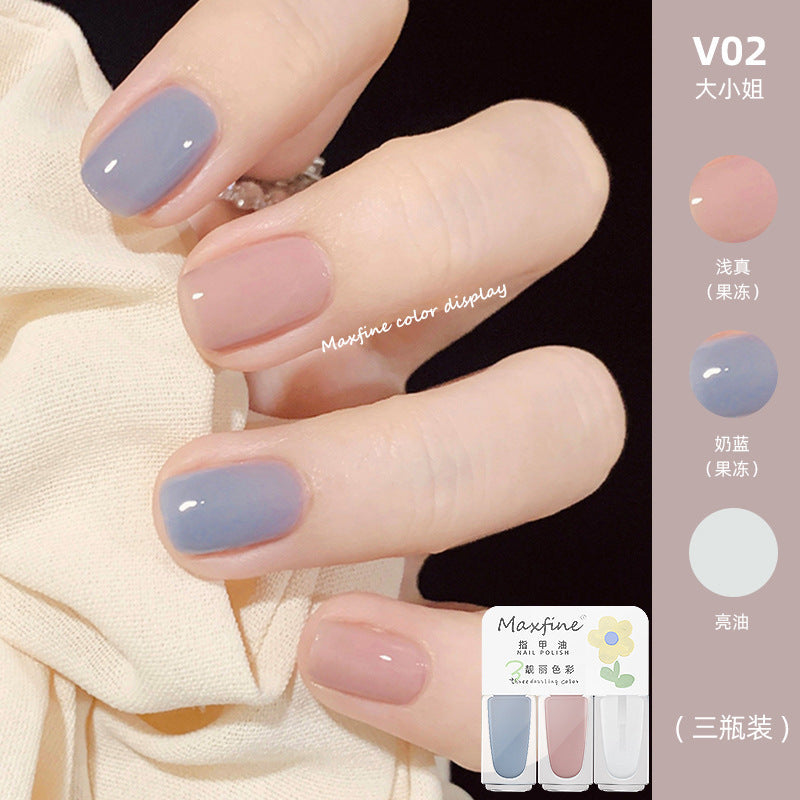 2024 new three-color nail polish no-bake quick-drying set long-lasting tearable water-based whitening nail polish spot wholesale 