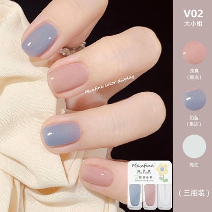 2024 new three-color nail polish no-bake quick-drying set long-lasting tearable water-based whitening nail polish spot wholesale 