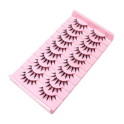 dingsen cross-border stable supply 10 pairs of single line fishing line thin stem false eyelashes natural COS little devil eyelashes 