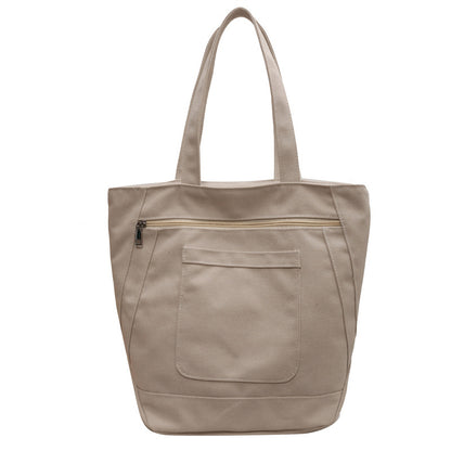 New Canvas Bag Simple Casual Solid Color Women's Bag 2023 Large Capacity Tote Bag Campus Student Tuition Bag 