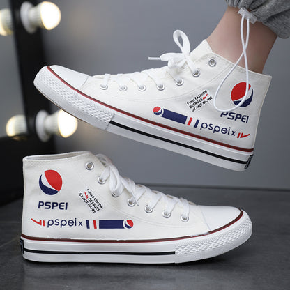 2023 new shoes Pepsi-Cola joint college style limited edition trend all-match high-top male student canvas shoes 