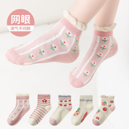 Children's summer thin socks boys girls summer children's socks summer thin socks short tube mesh socks cartoon 