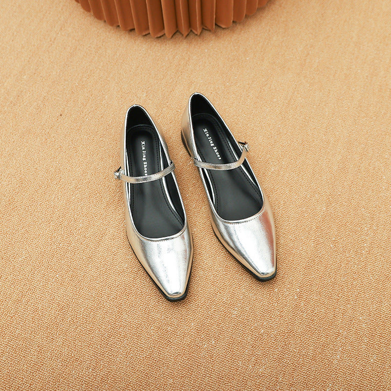 771-1 Casual Pointed Toe Buckle Mary Jane ဖိနပ် ဒေါက်နိမ့် ခြေဖနောင့် ပျော့ပျောင်းသော ခြေဖနောင့် ပျော့ပျောင်းသော မျက်နှာပြင် ထိပ်တန်း ပေါ့ပေါ့ပါးပါး ကိုရီးယားစတိုင် ပါးစပ်တိမ်သော အမျိုးသမီး တစ်ဦးတည်း ဖိနပ်