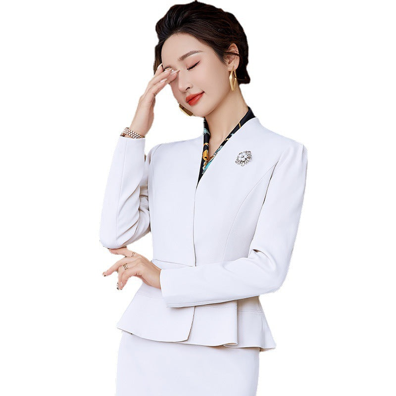 Professional suit female skirt suit white suit jacket suit fashion 4S business formal dress female beautician overalls 