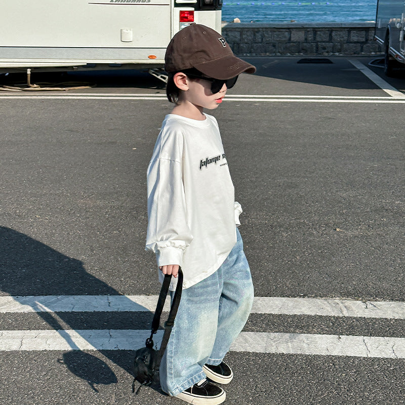 Children's shirts boys striped shirts spring and autumn clothes 2024 autumn new style little boy stylish casual trendy cool tops 