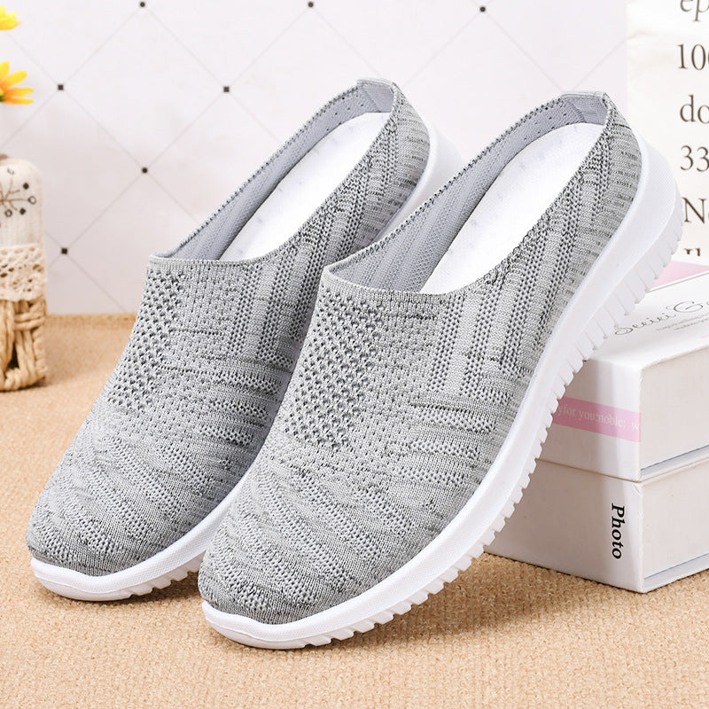 Shoes women's 2023 new foreign trade women's shoes cross-border large size cloth shoes breathable flying woven shoes soft bottom casual mother shoes 