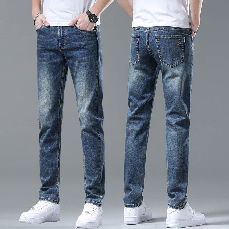 2023 New Jeans Men's Straight Slim Elastic Casual Pants Teen Trend Men's Long Pants လက်ကား