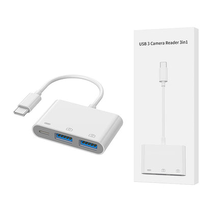 Baitong မိုဘိုင်းလ်ဖုန်း OTG adapter USB3.0 iPhone အတွက် သင့်လျော်သော Ethernet port adapter ဒေတာကြိုး လေးလုံးထိုး၊