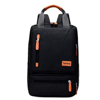 Kabinu casual backpack, middle school and high school student bag, contrast color mommy bag, Oxford cloth business computer bag 