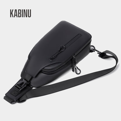 Kabinu casual chest bag 2022 new men's leather film waterproof USB messenger bag business mobile phone bag trendy 