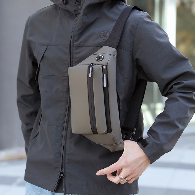 New Men's Casual Shoulder Messenger Bag Outdoor Sports Running Waist Bag Mobile Phone Bag Large Capacity Messenger Chest Bag 