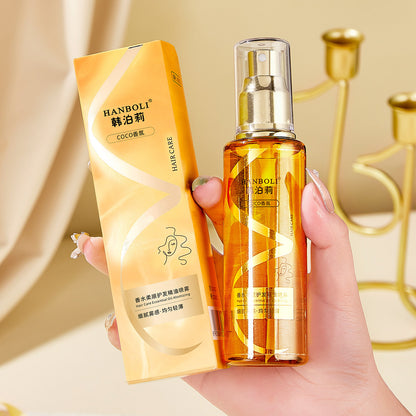 Hanboli Perfume Smooth Hair Care Essential Oil Spray သည် ခြောက်သွေ့ခြင်းနှင့် ဖျော့တော့ခြင်းကို ပိုမိုကောင်းမွန်စေသော Spray One Spray ဖြင့် ချောမွေ့ခြင်းမရှိသော Anti-static Spray အမျိုးအစားဖြစ်သည်။ 