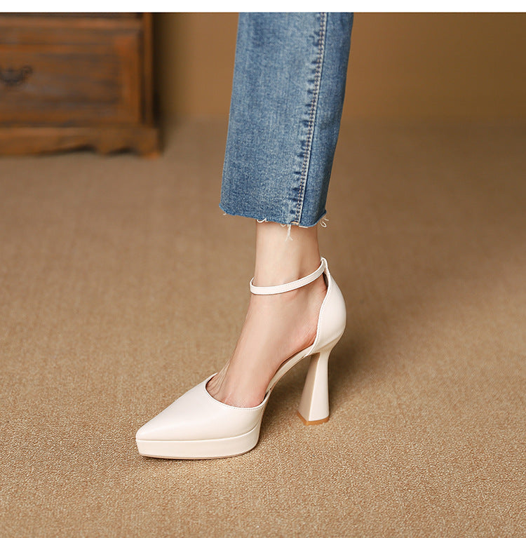 899-2 sweet hollow pointed toe stiletto sandals new French style buckle strap high heels fashion women's shoes 