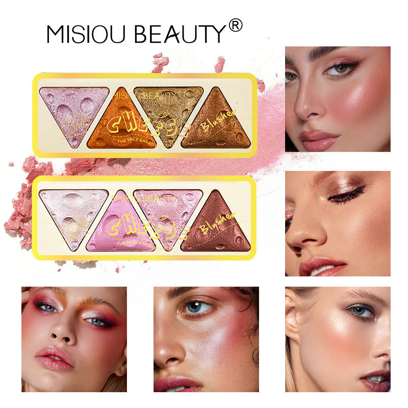 Cross-border hit new color four-color pearlescent matte eyeshadow blush shimmer earth color eyeshadow palette makeup wholesale 