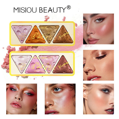 Cross-border hit new color four-color pearlescent matte eyeshadow blush shimmer earth color eyeshadow palette makeup wholesale 