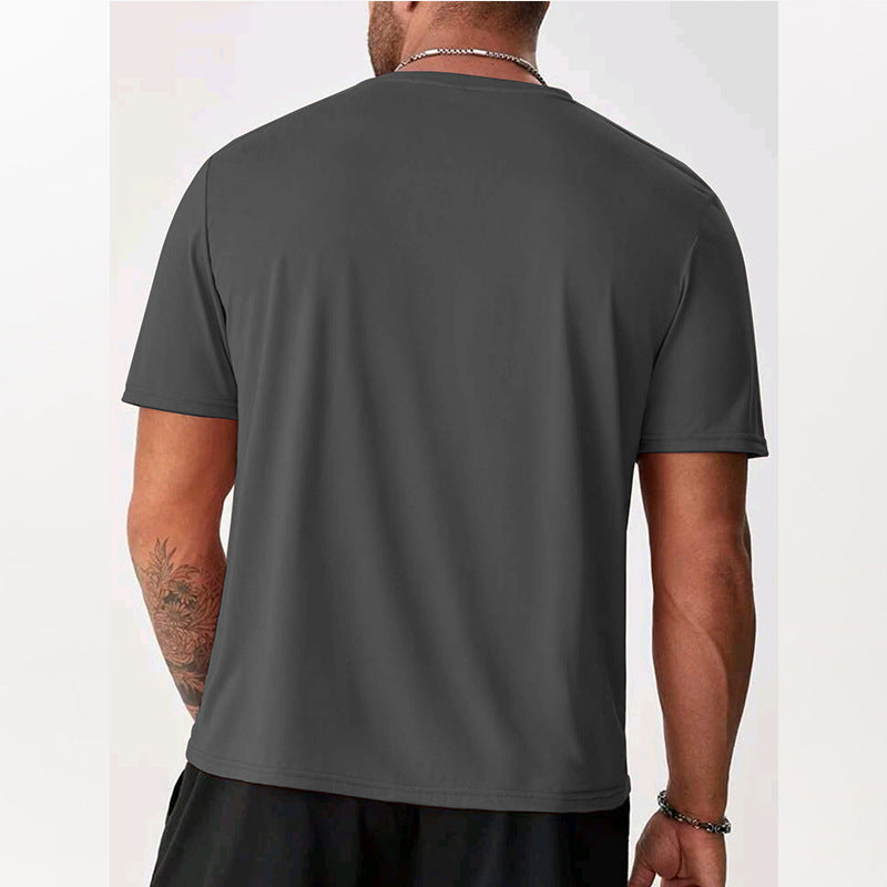 Cross-border large size foreign trade custom small batch men's T-shirt solid color plus fertilizer plus size T-shirt round neck brawny short-sleeved T-shirt 